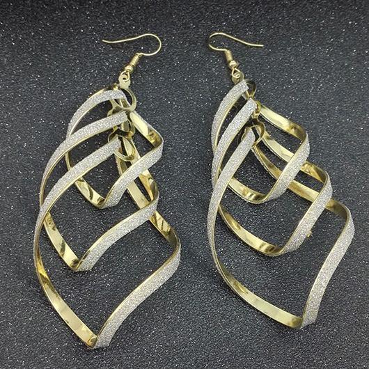 Geometric Shape Design Gold Metal Earrings - fashionyanclothes