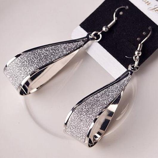 Water Drop Pattern Matting Silver Earrings - fashionyanclothes