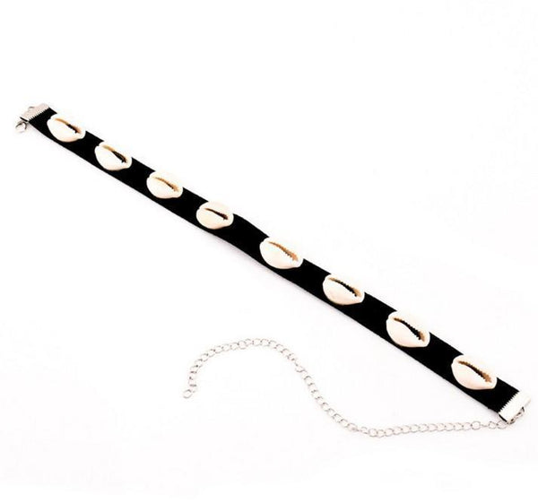 Sheel Embellished Black Choker Necklace for Woman - fashionyanclothes
