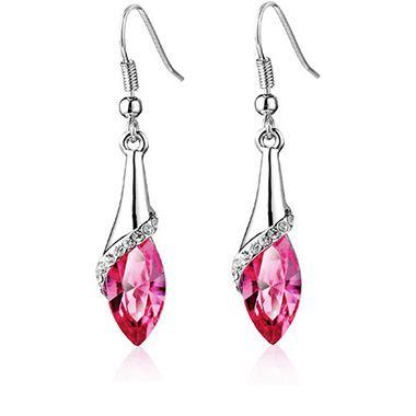 Rhinestone Decorated Silver Metal Earrings - fashionyanclothes